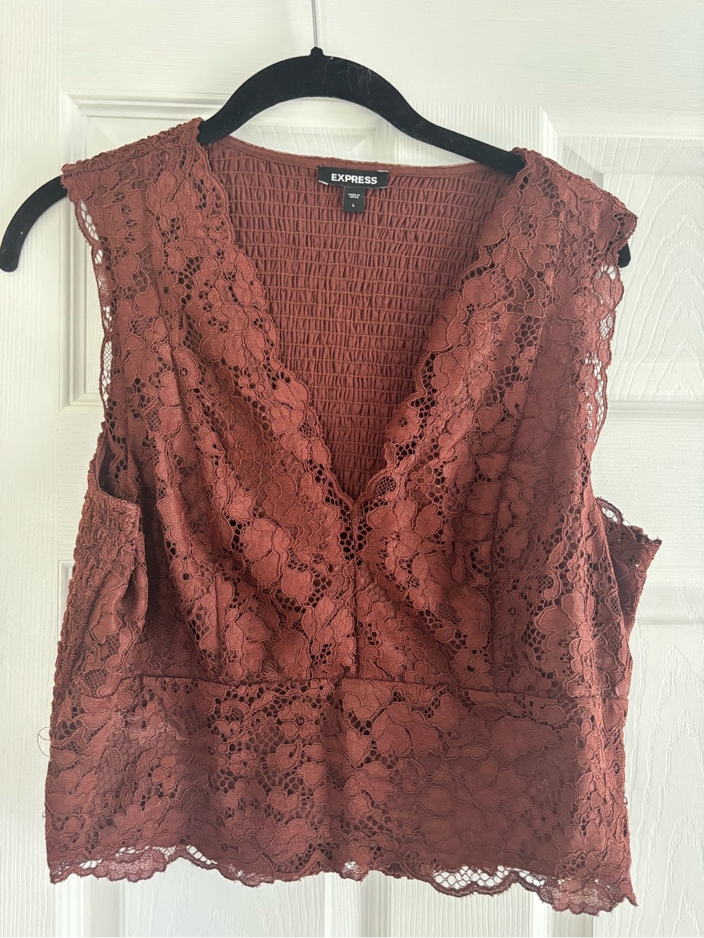 Express Lace V-Neck Camisole — Rust